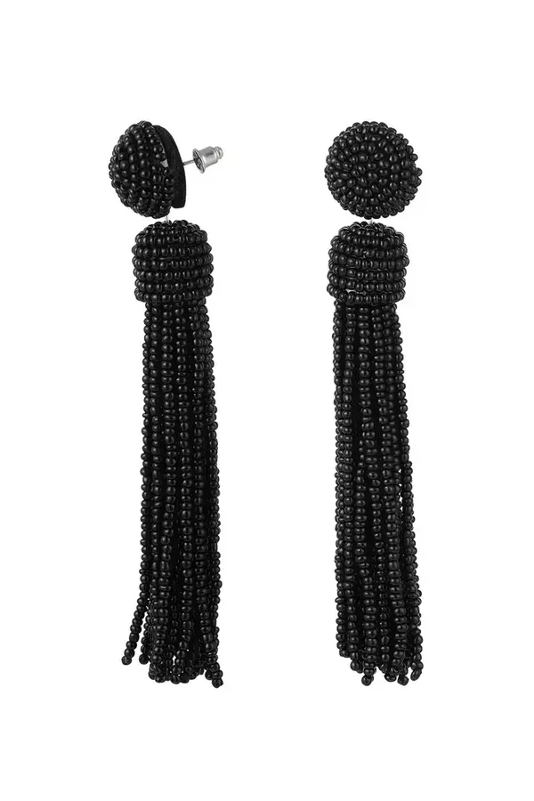 Earrings beaded tassel Black