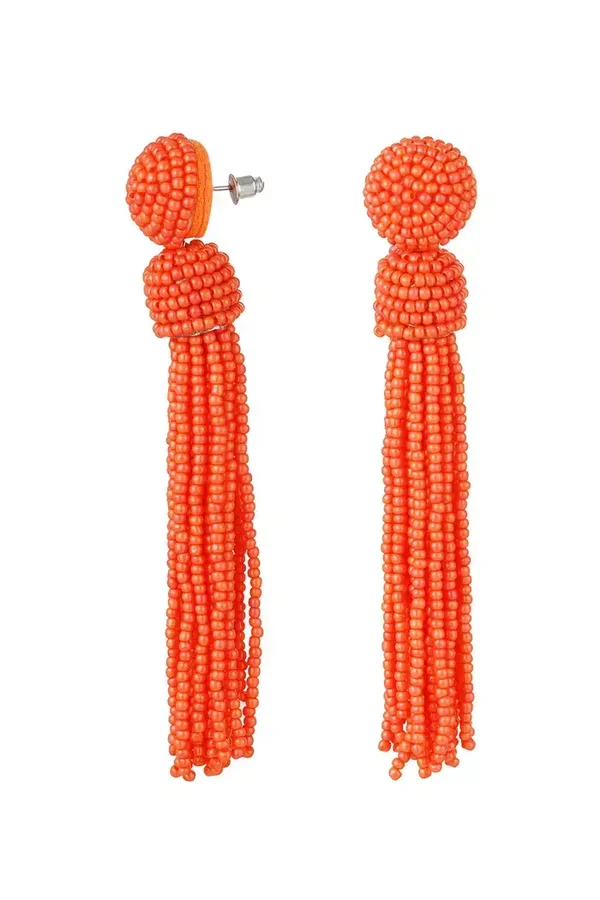 Earrings beaded tassel Orange