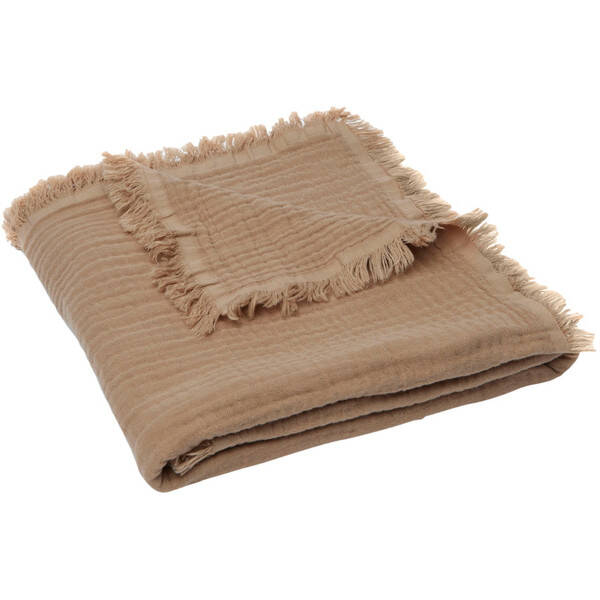 Muslin Fringe Deken 75x100CM Biscuit