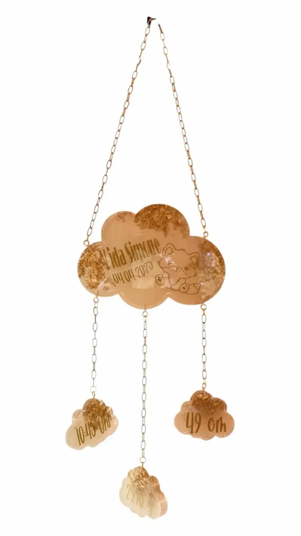 Kleine Babywolke Mobilé aus Epoxidharz personalisierbar