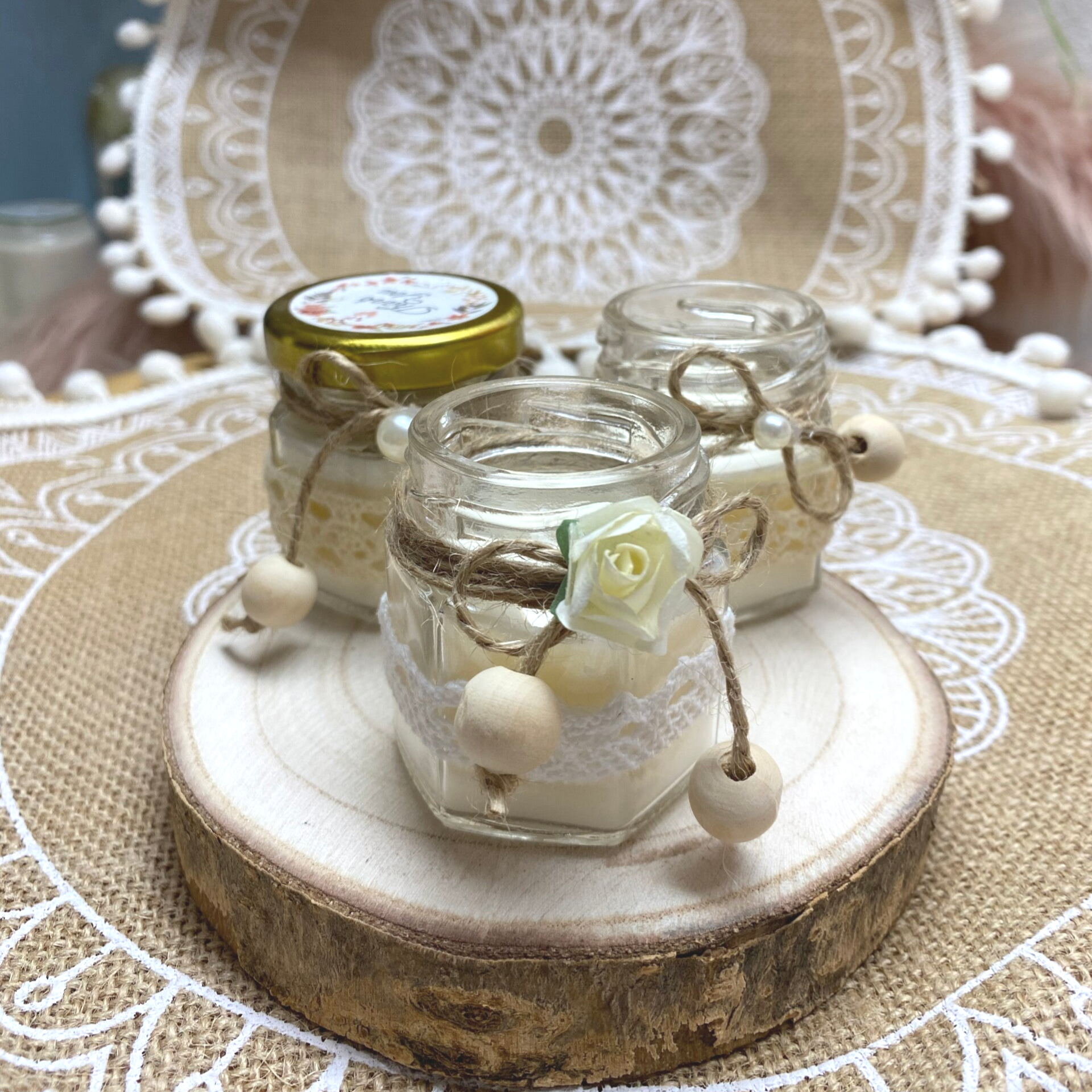 Minikerze Hochzeit,Gastgeschenk Vintage Kerzen mit Duft handgemacht