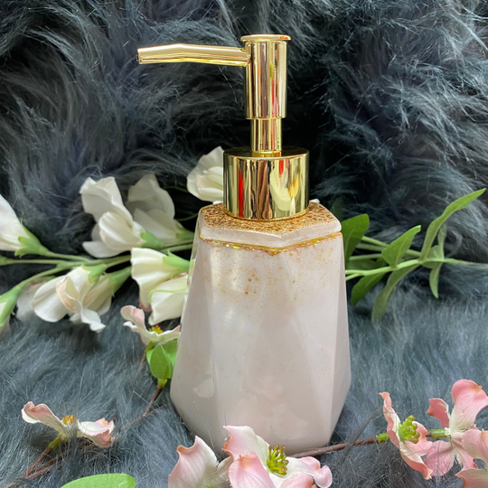 Handgefertigter Seifenspender weiß-gold