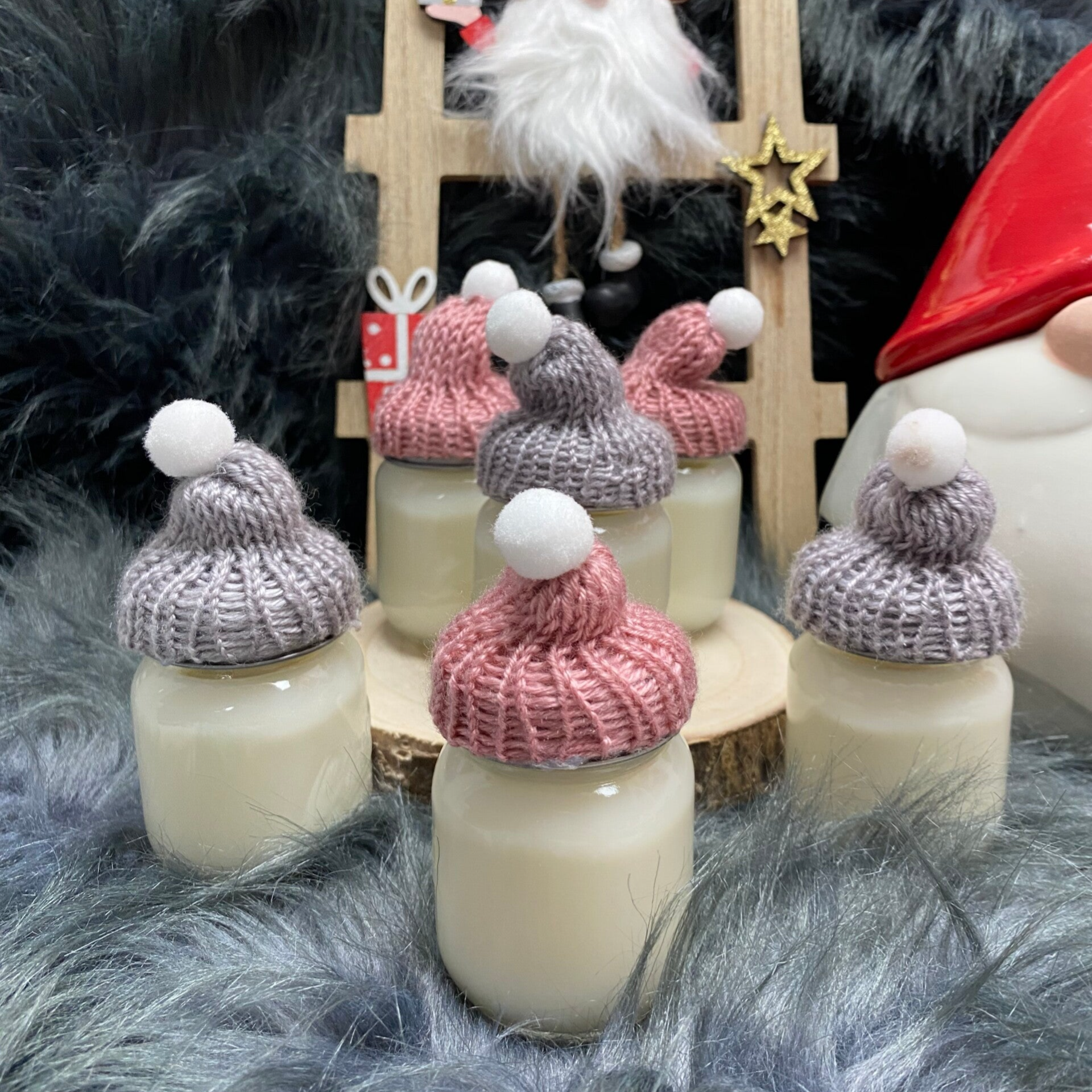 Süße Winterkerzen im Schnapsglas mit Glühweinduft