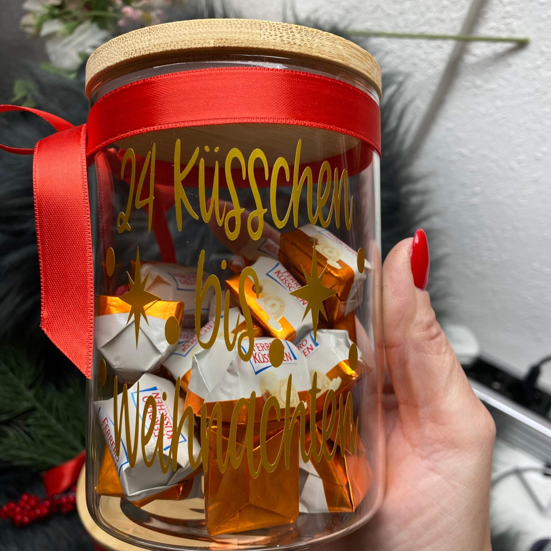 24 Küsschen bis Weihnachten Glas