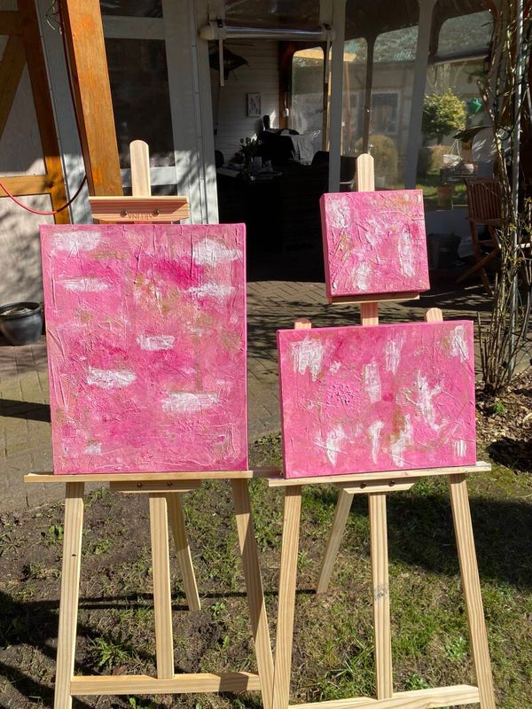 Pink Euphoria Triologie Handgemalte Bilder auf Leinwand