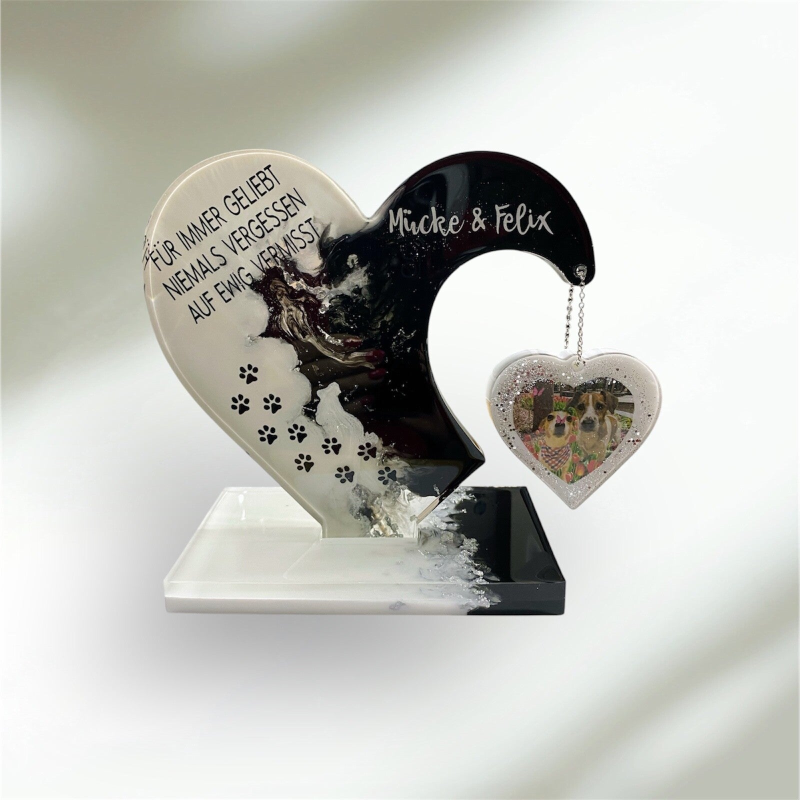 Personalisiertes Erinnerungsherz aus Epoxidharz