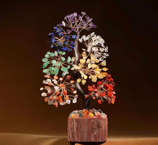 Seven chakra stone tree