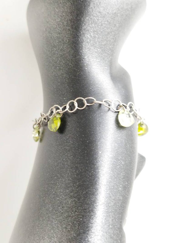 Bracelet en argent massif crystal vert et blanc
