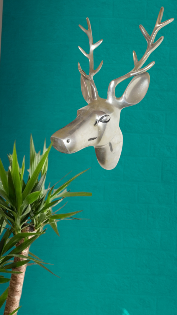 Tête de cerf vintage en aluminium,.décoration murale