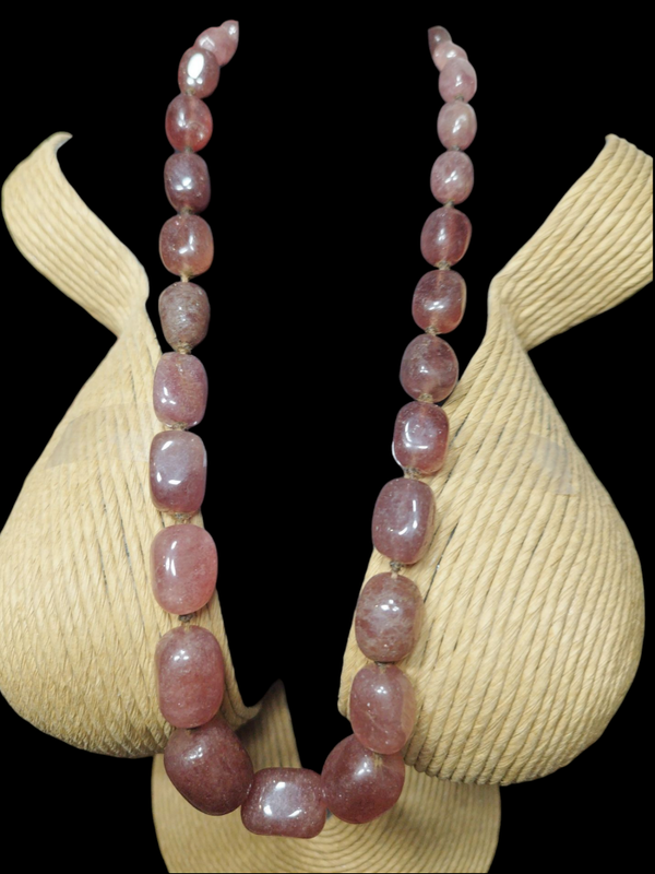 Collier Quartz rose vintage pierre naturelle