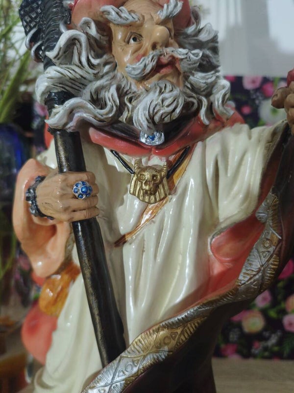 Statue sorcier avec bâton serpent Collection Sommet 33 cm de hauteur rare