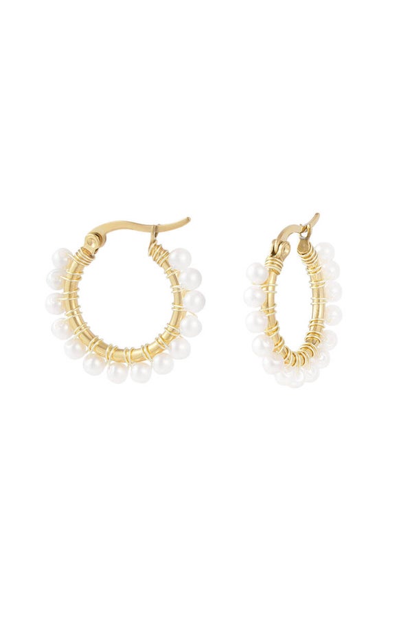 Oorbellen | RVS | Parel hoop