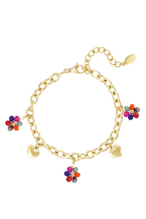 Armbandje | RVS | Bedels | Colored charms