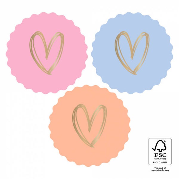 Sticker | heart gold | multi | 6 stuks