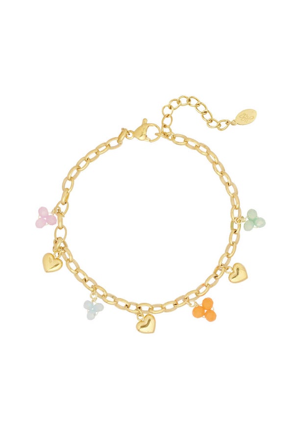 Armbandje | RVS | Bedels | Goud | Hartjes
