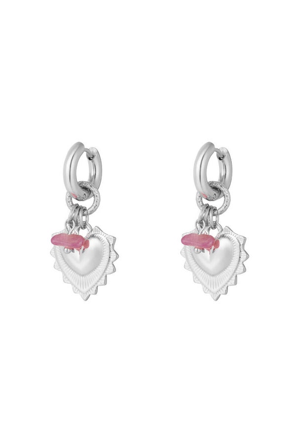 Oorbellen | RVS | Steentjes | Bold heart