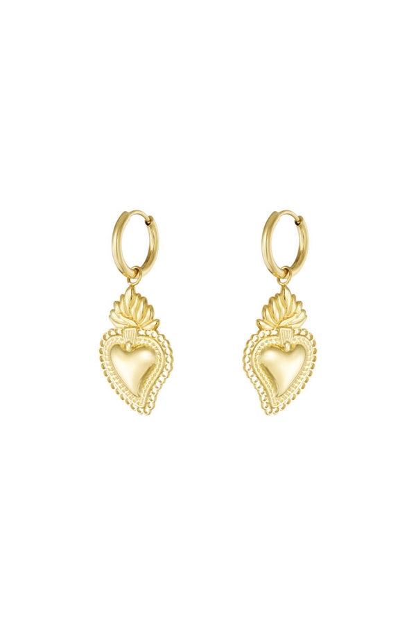 Oorbellen | RVS | Flaming heart