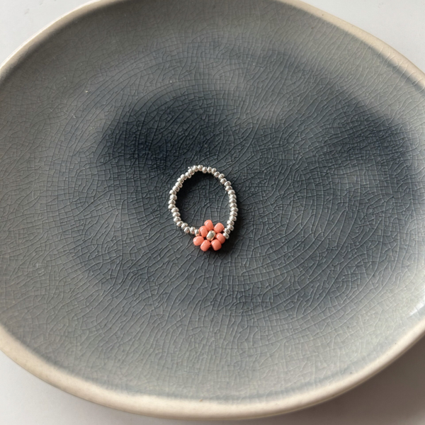 Ring | bloemetje  | roze/zilver