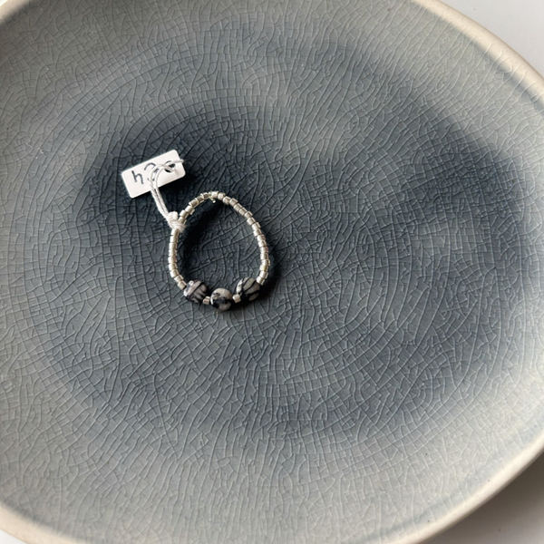 Ring | kralen | natuursteen | zilver