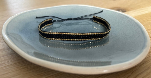 Weefarmbandje | zwart | goud | zilver