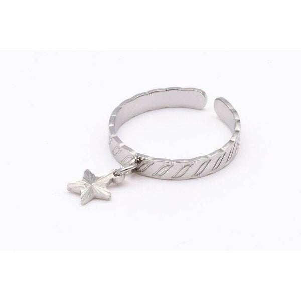 Ring | RVS | bedel ster zilver