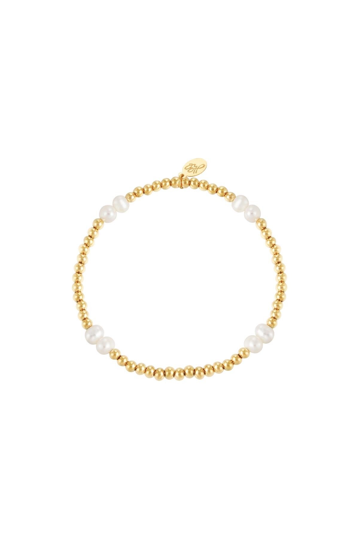 Armbandje | RVS | Bolletjes | Parel