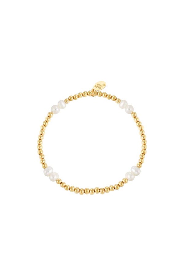 Armbandje | RVS | Bolletjes | Parel