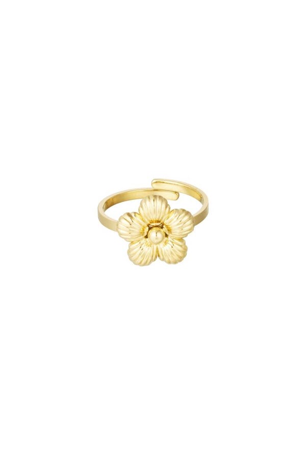Ring | RVS | Goud | Bloem