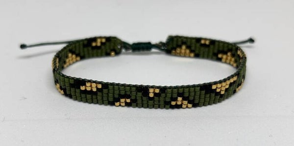 Weefarmbandje | Panter | Groen | Goud