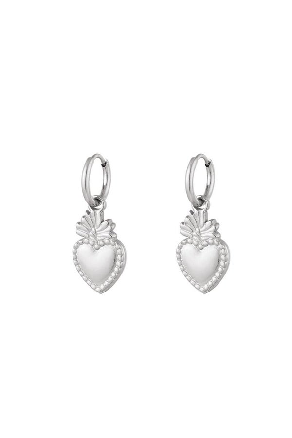 Oorbellen | RVS | Zilver | Hartje zilver