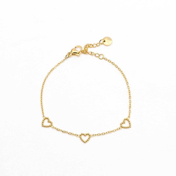 Armbandje | RVS | Goud | Hartjes