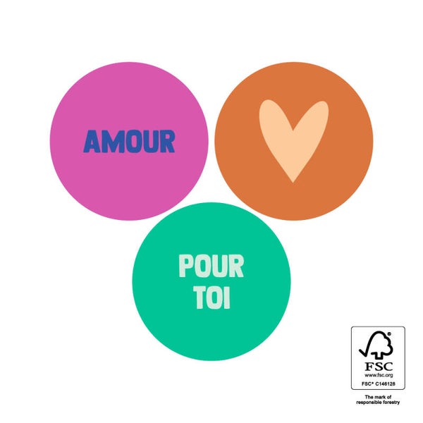 Sticker | Multi | Pour Toi | Amour | Heart | 8 stuks
