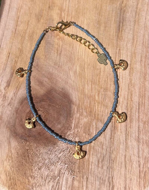 Enkelbandje | druppel | blauw/goud
