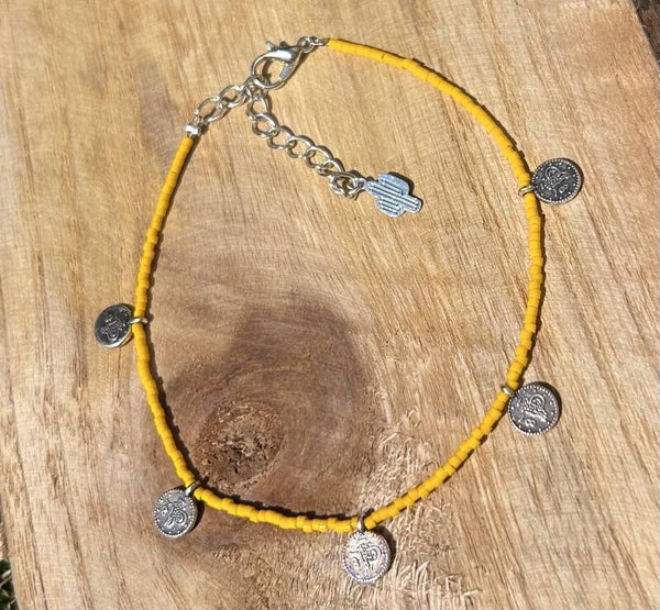 Enkelbandje | muntjes | geel/zilver
