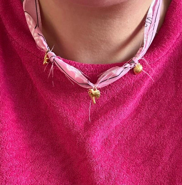 Ketting | Bandana | Enkel roze | Goud