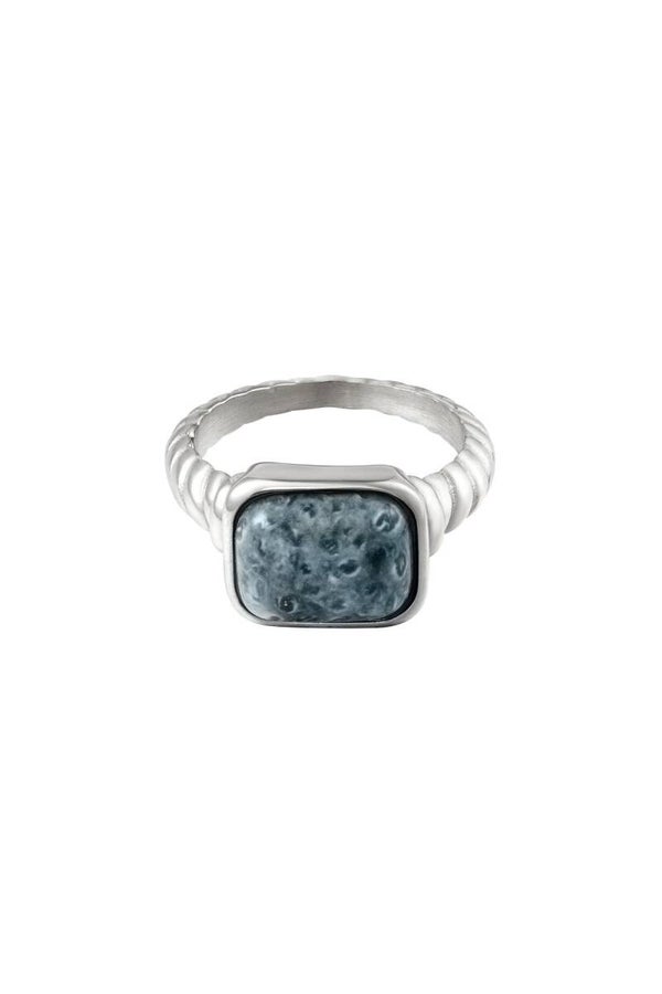 Ring | RVS | steen vierkant