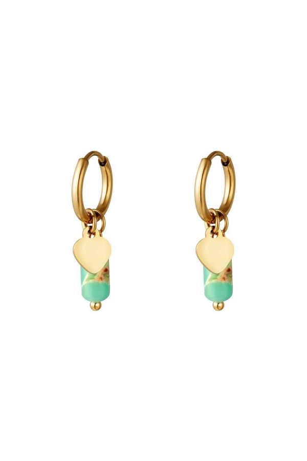 Oorbellen | RVS | Hartjes | Natuursteentjes