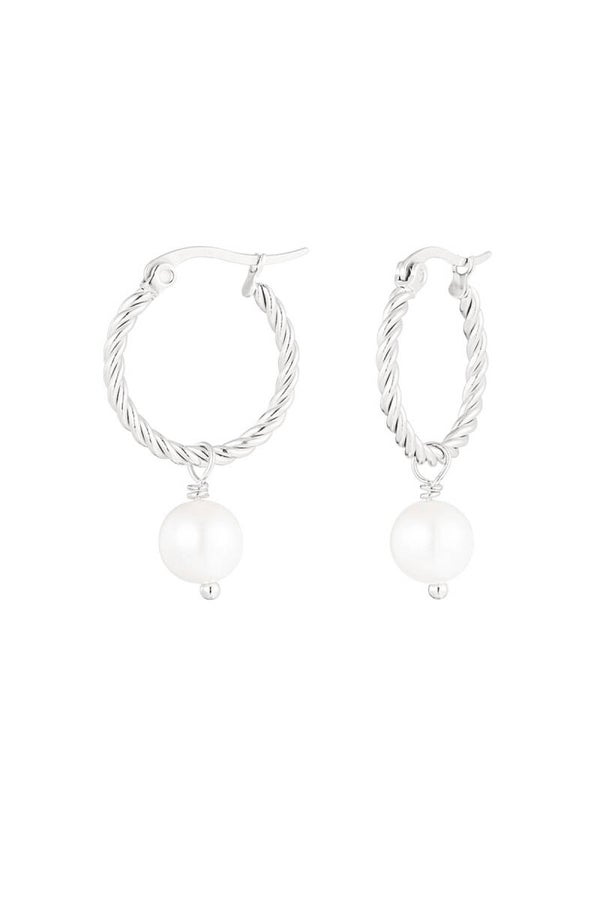 Oorbellen | RVS | Parel hoops