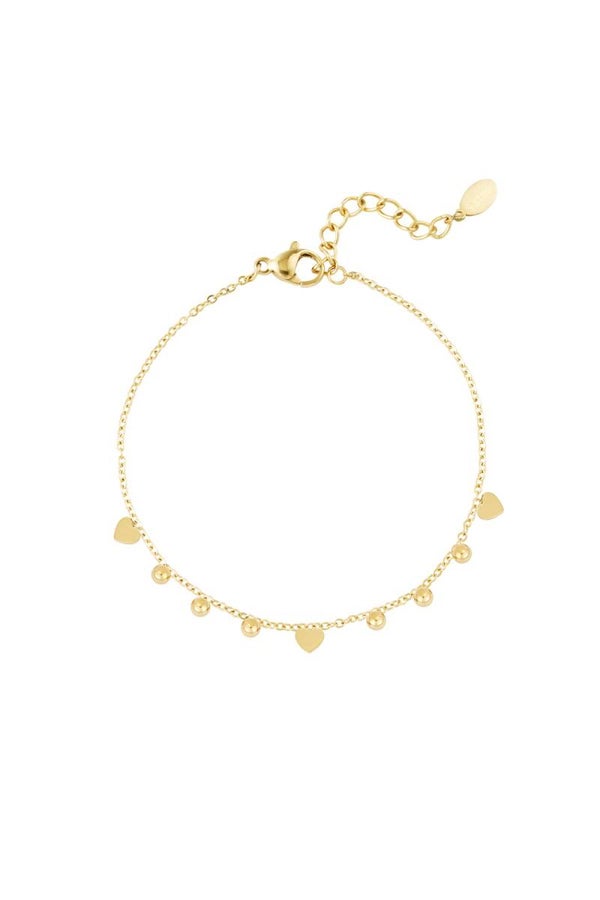 Armbandje | RVS | Hartjes | Bolletjes