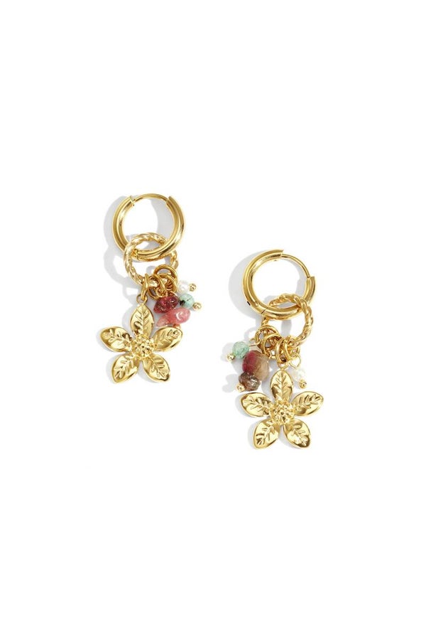 Oorbellen | RVS | Cute flower | Goud
