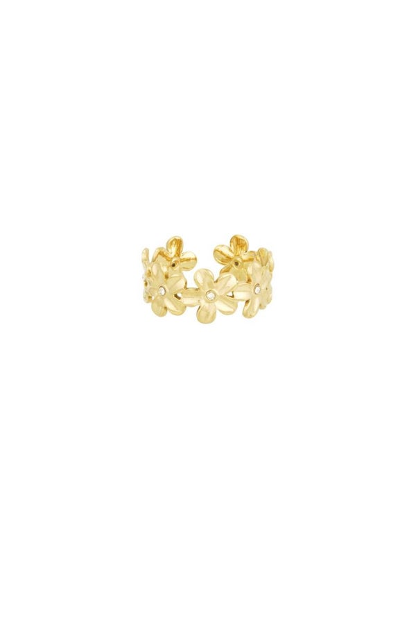 Ring | RVS | Flower | Steentjes