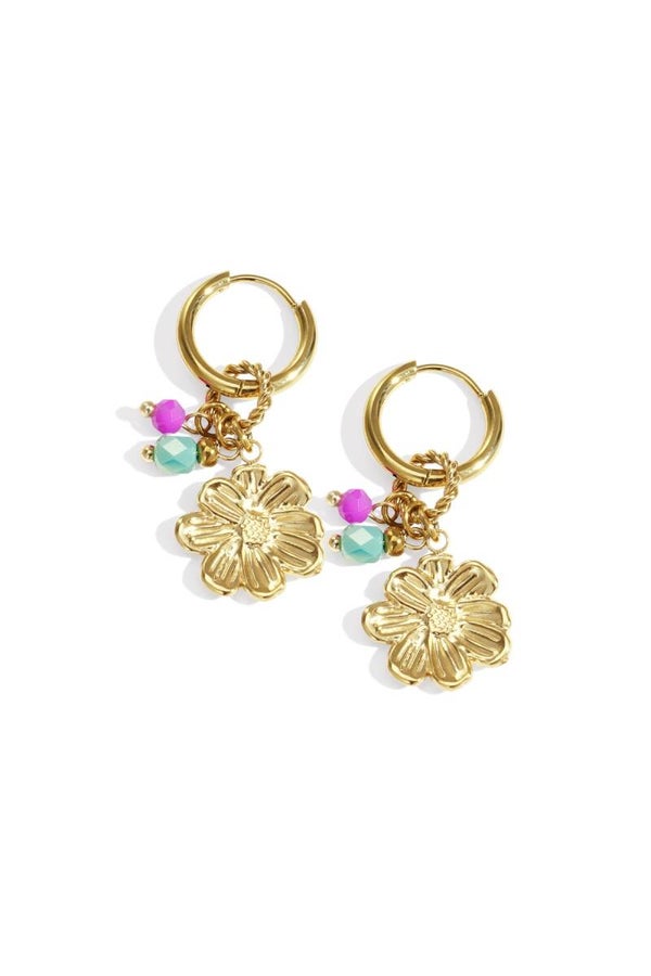 Oorbellen | RVS | Happy charm | Goud