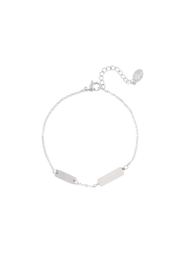 Armbandje | RVS | Zilver | Natuursteen | Ross quartz