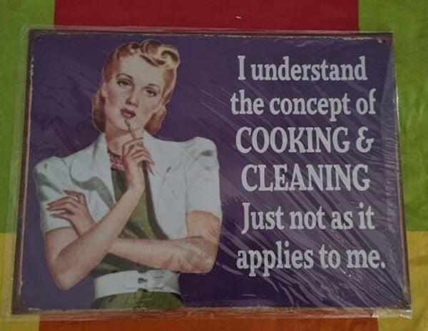 Cooking and Cleaning metal art