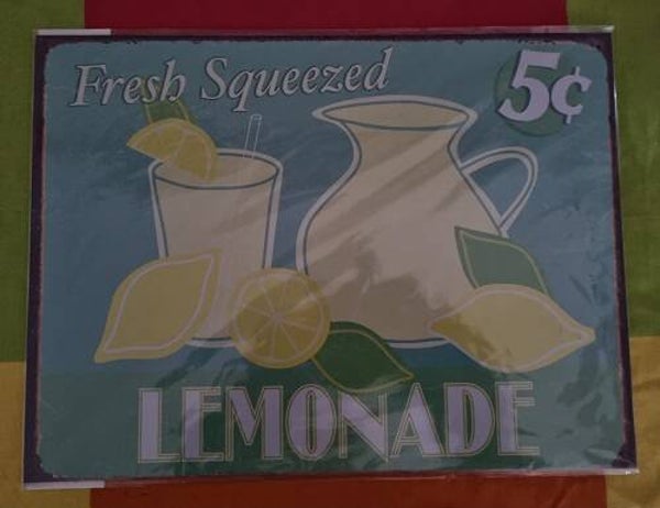 Fresh squeezed lemonade metal art