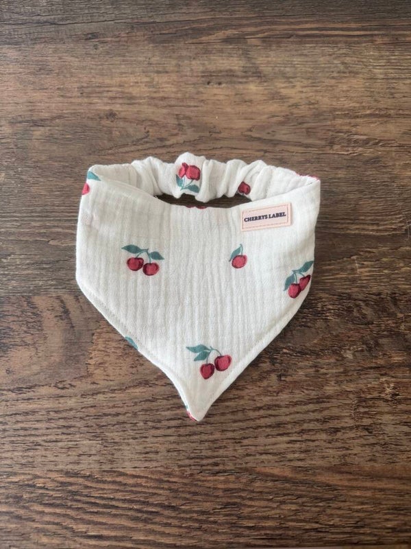 Musselin-Halstuch Cherry white
