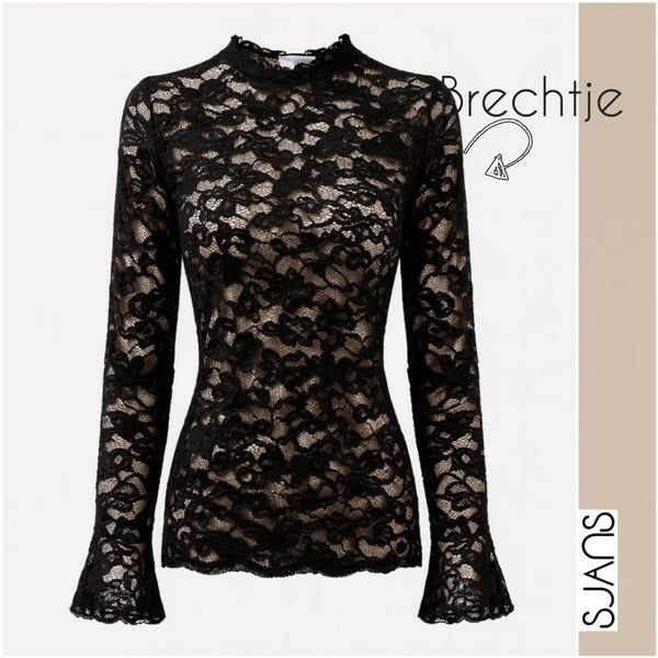 Tramontana 'Brechtje' velvet stretch lace top
