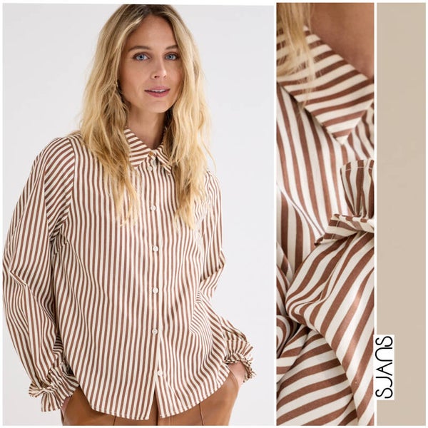 Tramontana 'Ciska' striped blouse ruffle cuffs
