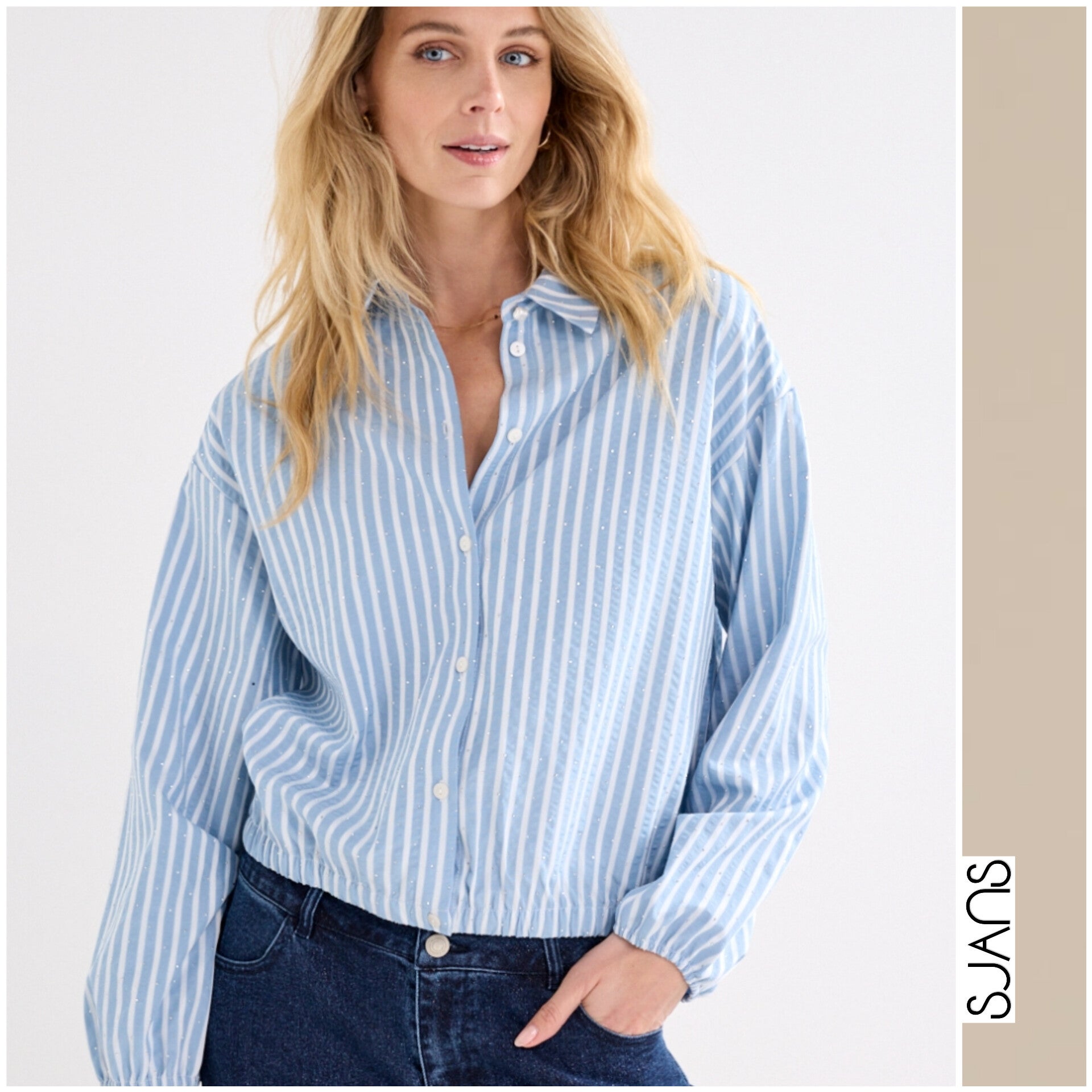 Tramontana 'Candy' striped blouse rhinestones