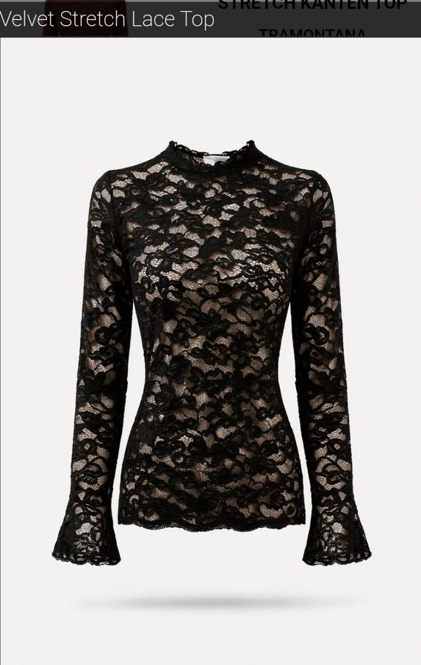 Tramontana 'Brechtje' velvet stretch lace top